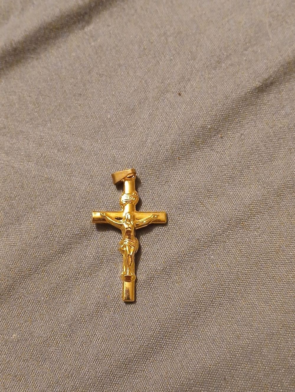Gold Crucifix Pendant Necklace - Men's Religious Accessory